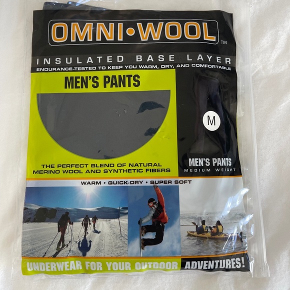 Omni Wool Other - Omni Wool Insulated Base Layer Men's Medium Weight Pants With Fly Outdoor Black